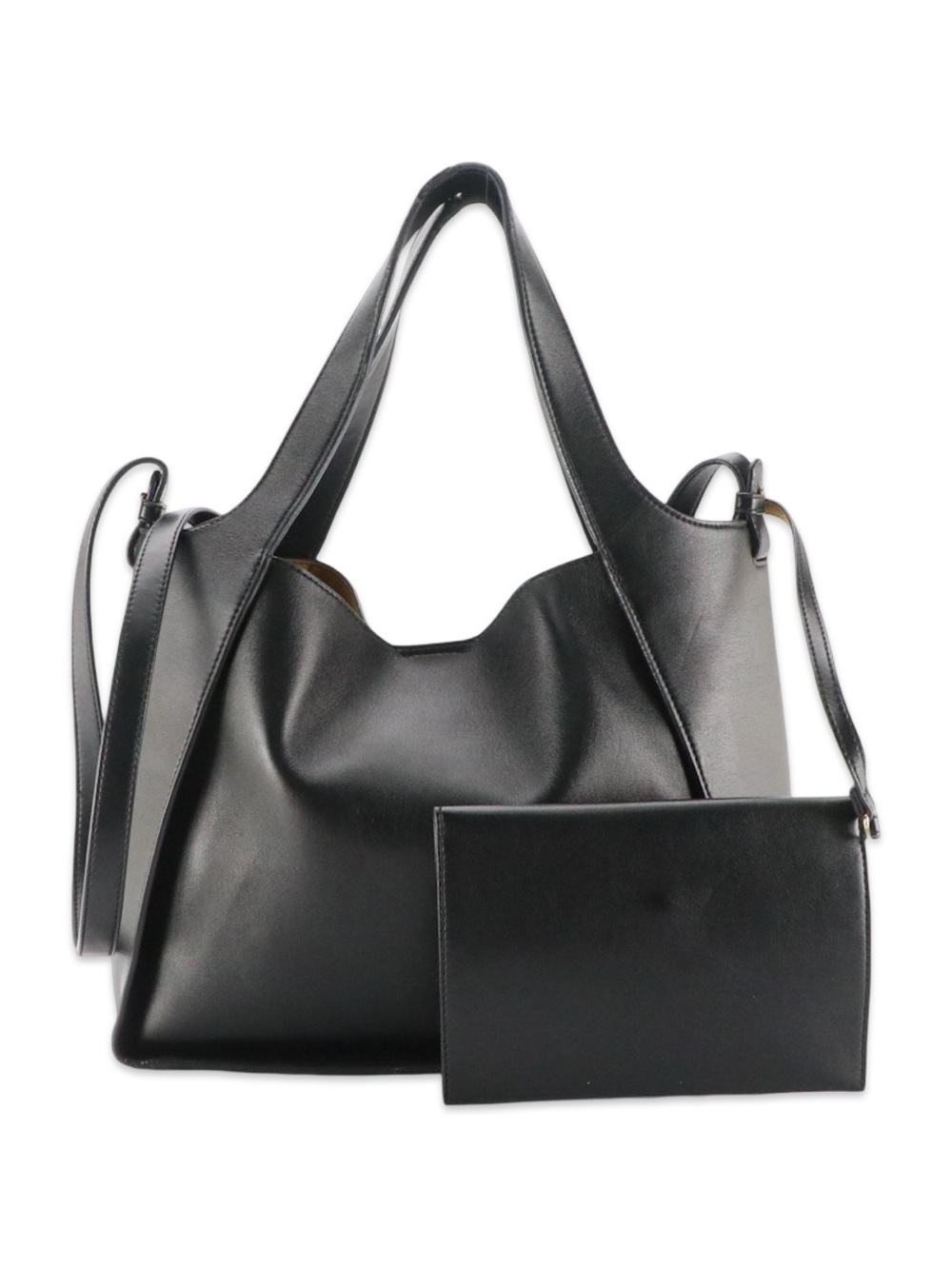 Stella McCartney Black Perforated Vegan Leather Two-Way Tote Bag with Pouch - Picture 3 of 11